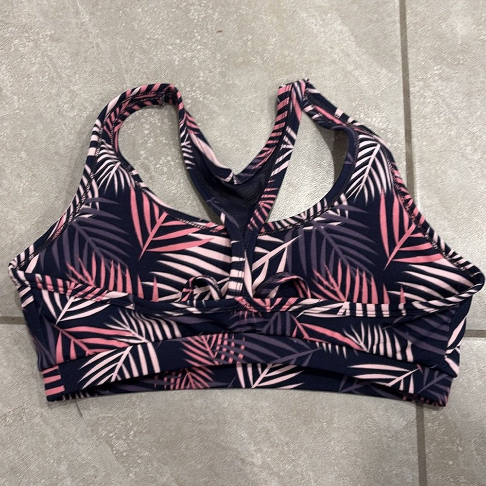 Shosho Tropical Print Padded Sports Bra Size M Pink Purple Black Workout